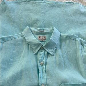 J. Crew Light Aqua Linen Men's Slim Fit Button-Down Shirt Casual Long Sleeve XL